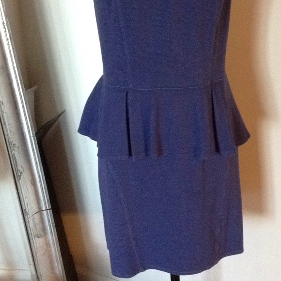 ABS by Allen Schwartz blue midi dress. 2x leather trimed - Picture 3 of 7